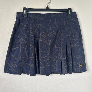 Fila Skirt Womens 10 Navy Blue Pleated Athletic Tennis Skort Geometric Print